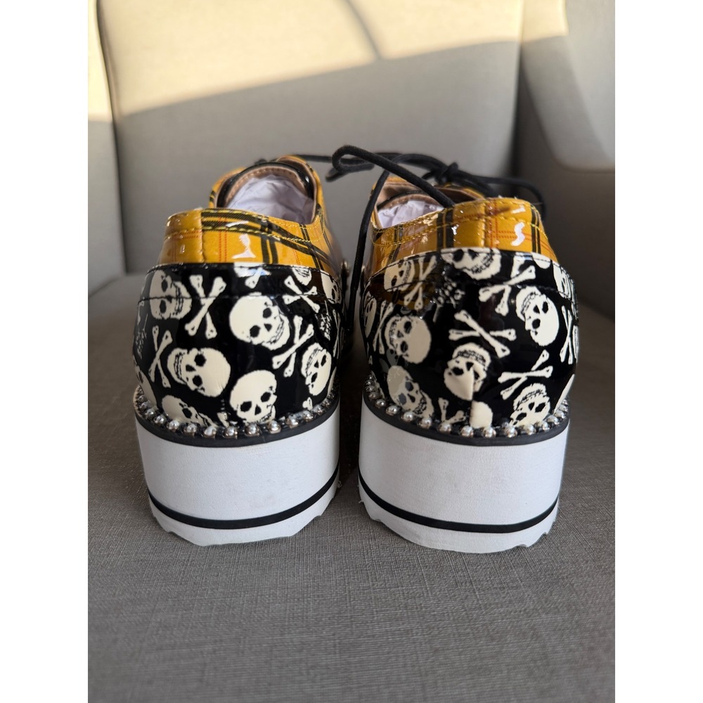 Betsey Johnson x Torrid T-NOVA Plaid Skull Heart Platform Oxfords 9WW Punk Goth - Picture 2 of 9